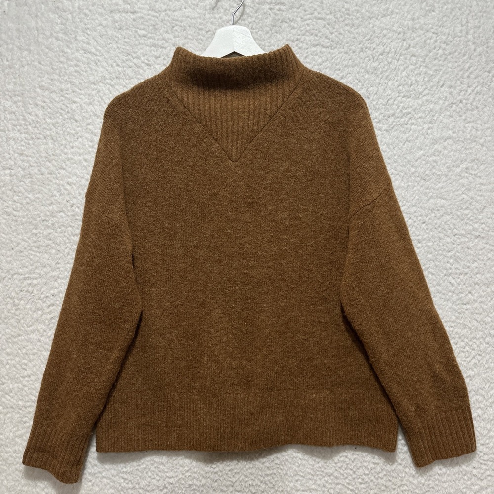 MADEWELL Dillon Mockneck Pullover Sweater Relaxed Fit Heather Brown Women's Sz M